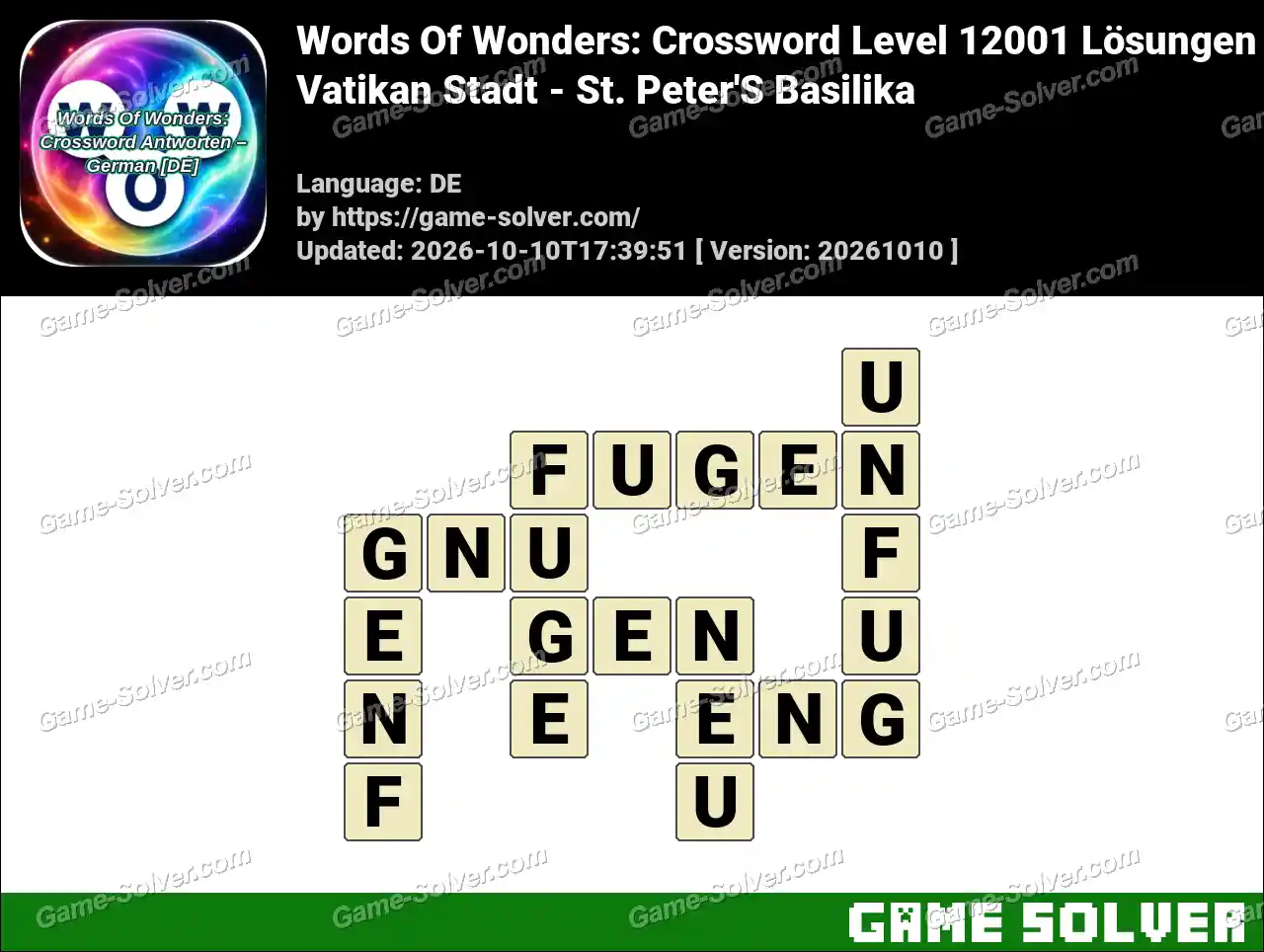Words Of Wonders: Crossword Level 12001 Lösungen – Vatikan Stadt – St. Peter’S Basilika